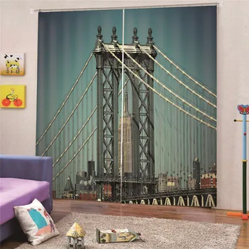 

Modern 3D Printed Bridge Blackout Curtains tulle on the window For Living Room Bedroom treatment Curtain Drapes For Kitchen