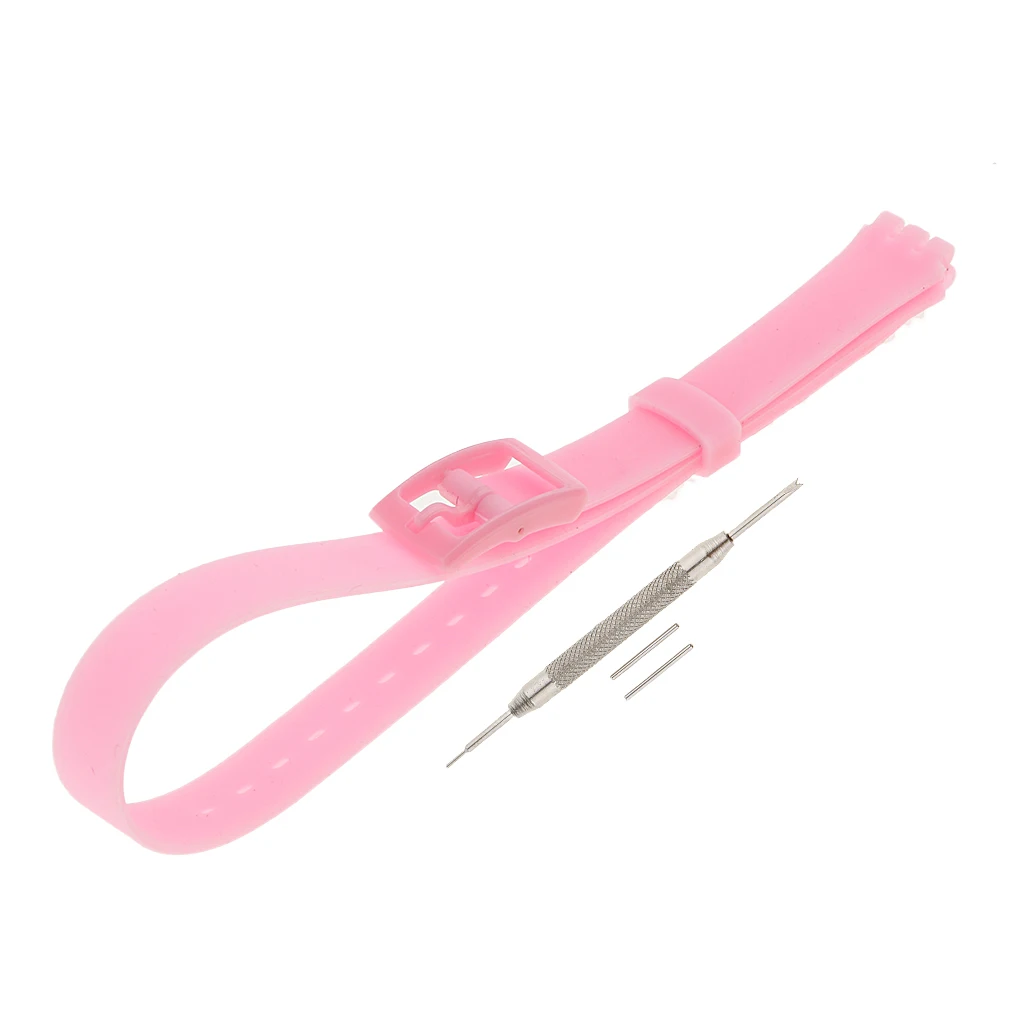 Soft Waterproof Silicone Rubber Watch Strap Replace 12mm Width for Swatch
