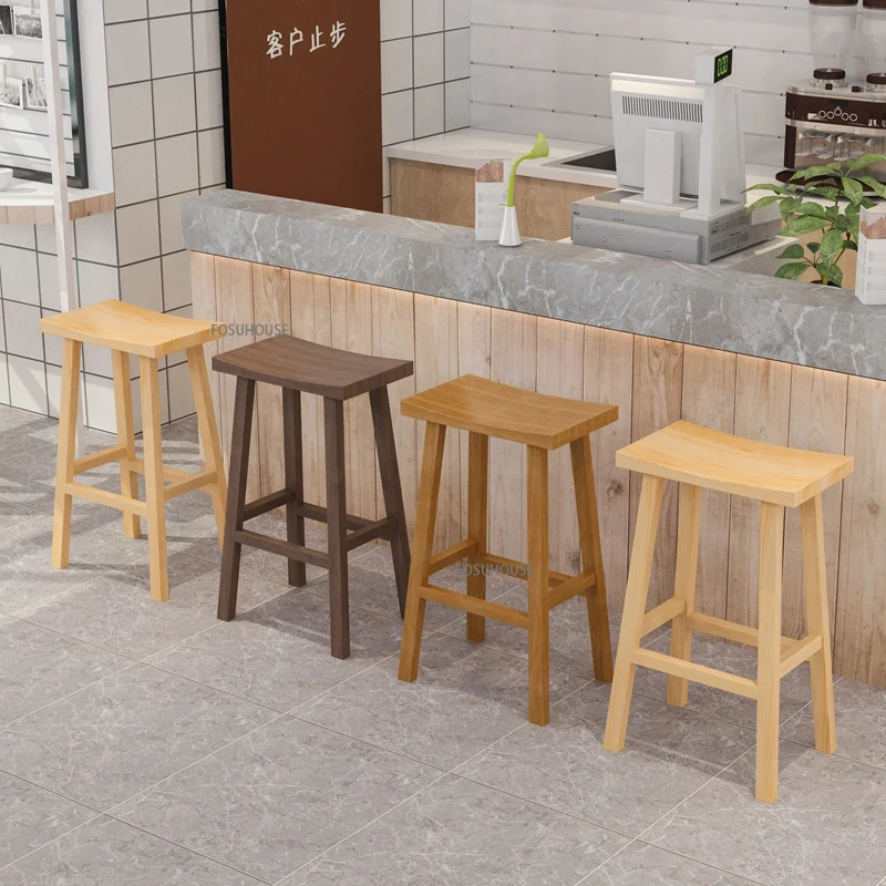 Nordic Solid Wood Bar Stools for Kitchen and High Table Home Light Luxury Cafe Counter Stool Leisure Chair | Мебель