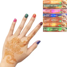 Хна для Боди Арта индийский Менди цветной хна мусульманский лак для ногтей паста конусы для исламских естественных картин Caramelo Rosa Brillo