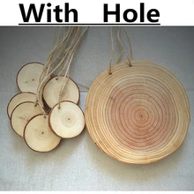 DIY 1 шт. НЕОБРАБОТАННАЯ древесина с отверстием натуральные круглые деревянные ломтики круги с деревом кора бревна диски для художественного ремесла украшения дома