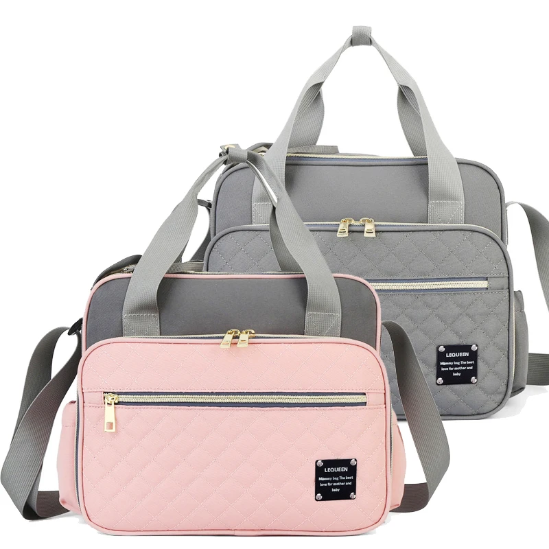 Сумка для подгузников вместительный дорожный ранец мам розового и серого цвета