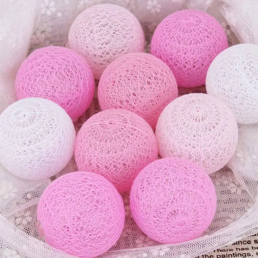 Light Pink series 1,2 м светодиодный гирлянда 3,5 см диаметр хлопковые шары струны освещение Фея Рождество Свадьба День Рождения Вечеринка декоративные фонарики JQ - Испускаемый цвет: Light Pink series