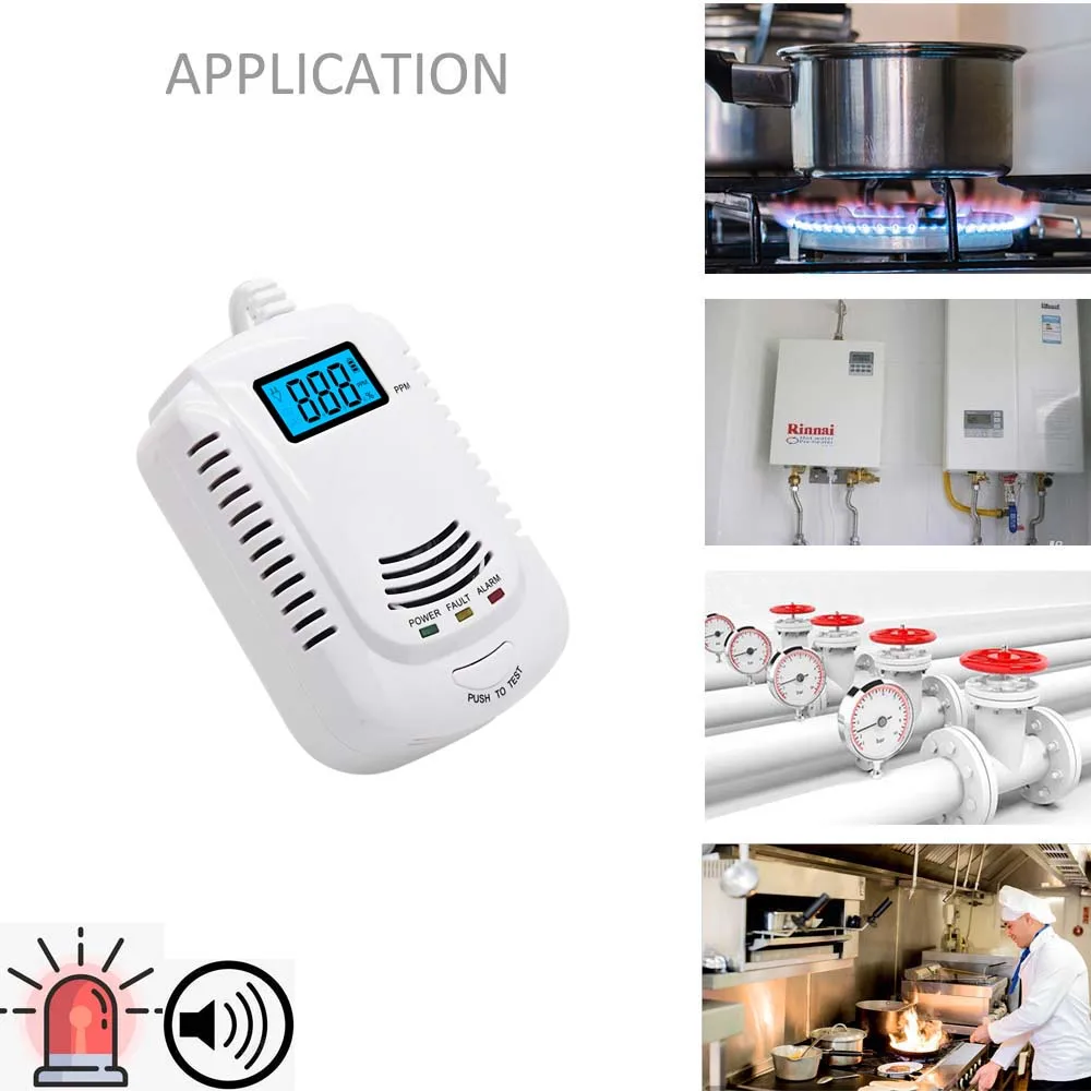 LCD Display Carbon Monoxide Detector CO Flammable Gas Leakage Sensor Home Security Fire Alarm for LPG LNG CH4 Methane Propane