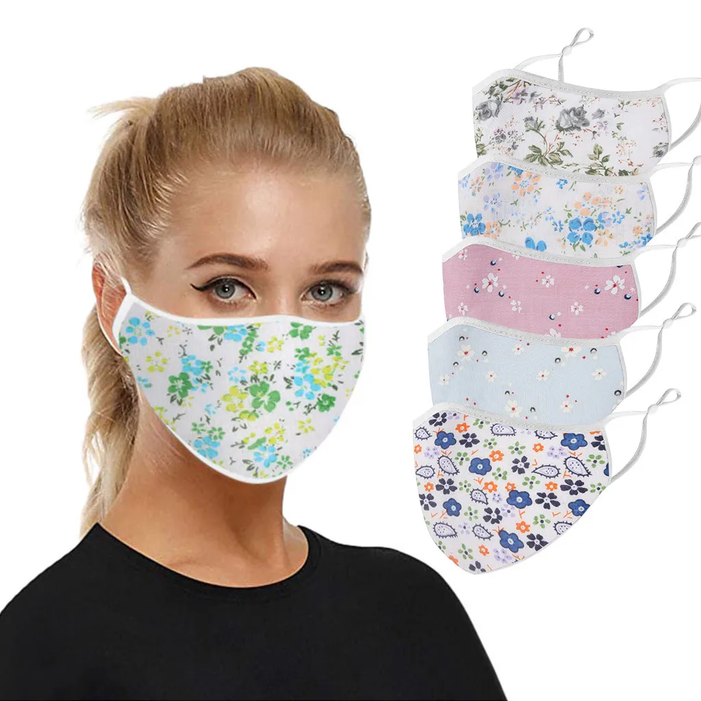 Adult Floral Print Adjustable Safet Protect Mouth Mask Washable Cotton Face Windproof Reusable Cover | Спорт и развлечения