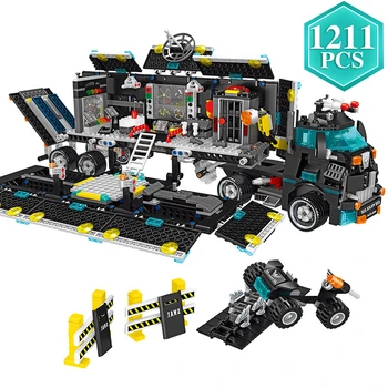 

City Police Military Series SWAT force Mobile Command Vehicle Building Blocks with Action Figures Bricks Toys Children Gift