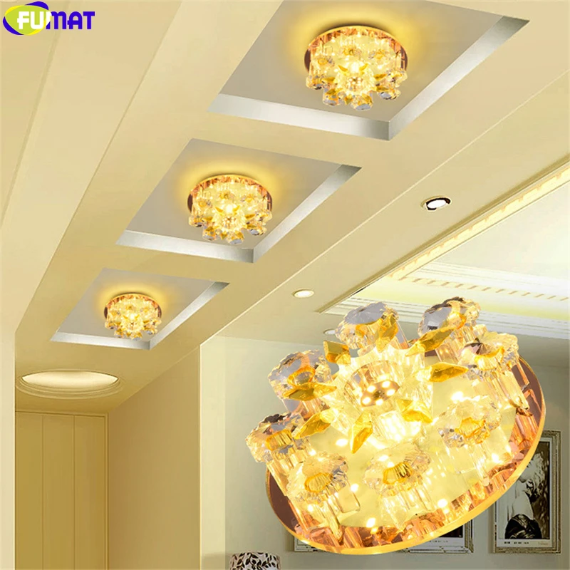 FUMAT Crystal K9 Ceiling Lamp Flowers Walk Way Lights AC90-260V Modern LED Aisle Light Lamps Hall Lighting Pumpkin Lotus Lights