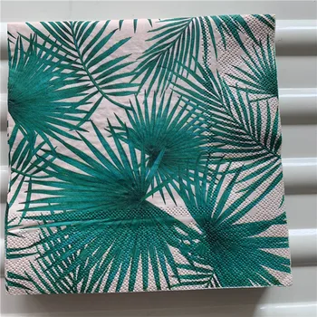 

Decoupage wedding vintage napkin paper green elegant tissue Palm leaves handkerchief birthday party beautiful serviettes decor