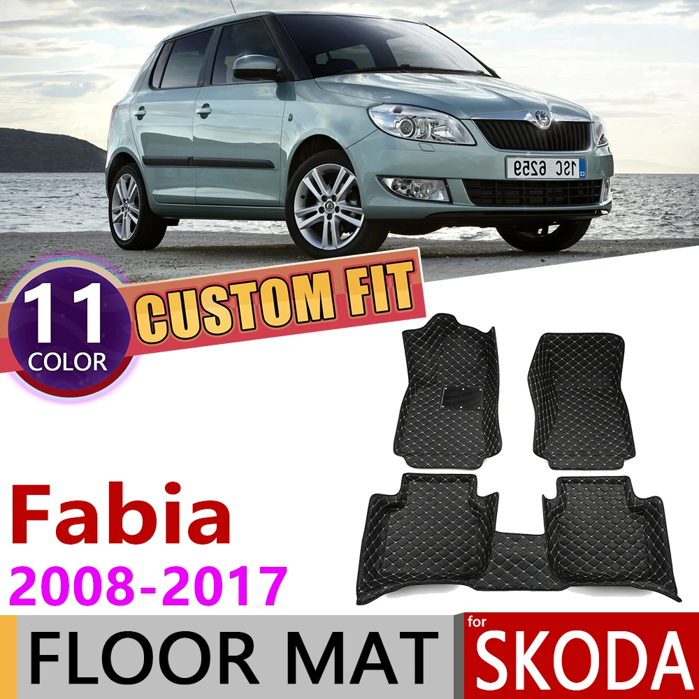 Изготовленные на заказ кожаные автомобильные коврики для Skoda Fabia люк Combi 2008~ 5 мест для ног коврик ковер автомобильные аксессуары 2009 2010 2011