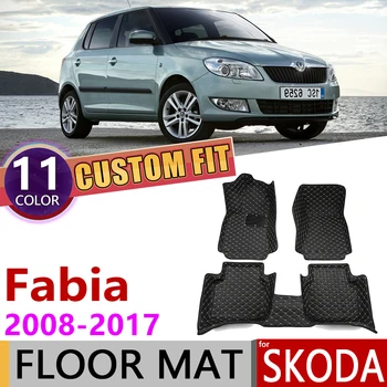 

Custom Leather Car Floor Mats for Skoda Fabia Hatch Combi 2008~2017 5Seats Foot Pad Carpet Accessories 2009 2010 2011 2015 2016