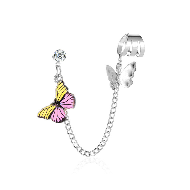 Fashion Butterfly Clip Earrings Ear Hook Stainless Steel Ear Clips Double Pierced Earring Earrings Women Girls Jewelry Gift