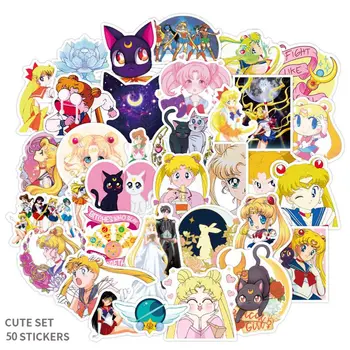 

50Pcs/Pack Sailor Moon Japanese anime Stickers For Refrigerator Car Helmet DIY Gift box Bicycle Guitar Notebook