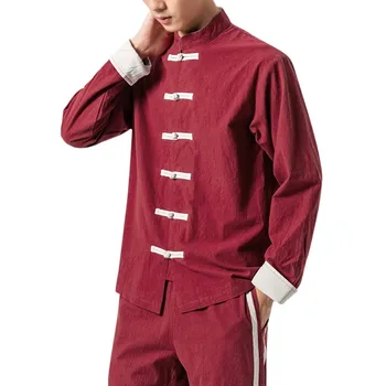 

Men's New Winter Style Ethnic Style Large Pure Linen Blouse Comfortable Coat autumn winter Portability Warm Dropshipping masculi