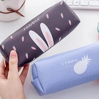 

Pencil Cases Faux Leather Pencil Pouch Pear Pineapple Pen Bag Pouch Holder Stationery Gift estojo escolar style Girls Student