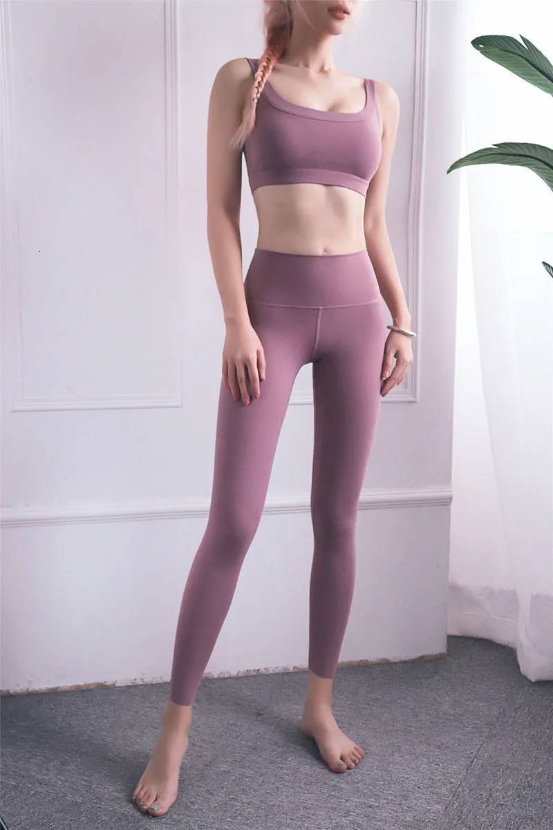 2Pcs/Set Seamless Gym Yoga Set Women Super Soft High Waist Leggings+U Type Push Up Sport Bra Fitness Sport Suits Sportswear