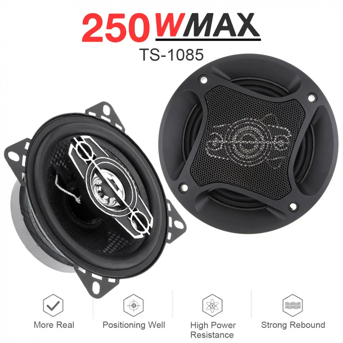 

2pcs 4 Inch 10cm 12V 250W Car Coaxial Speaker Auto Audio Music Stereo Full Range Frequency Hifi Non-destructive Installation