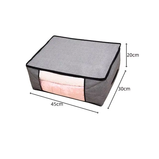 45x30x20cm gray Нетканый тканевый складной ящик для хранения грязной одежды для сбора чехол на молнии для игрушек стеганая коробка для хранения прозрачный оконный Органайзер - Цвет: 45x30x20cm gray