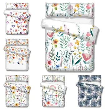 

Pastoral Yellow Flowers Print Bedding Sets king size Bedding Quilt Cover Pillowcase Custom Fitted Sheets 3pcs/set Christmas gift