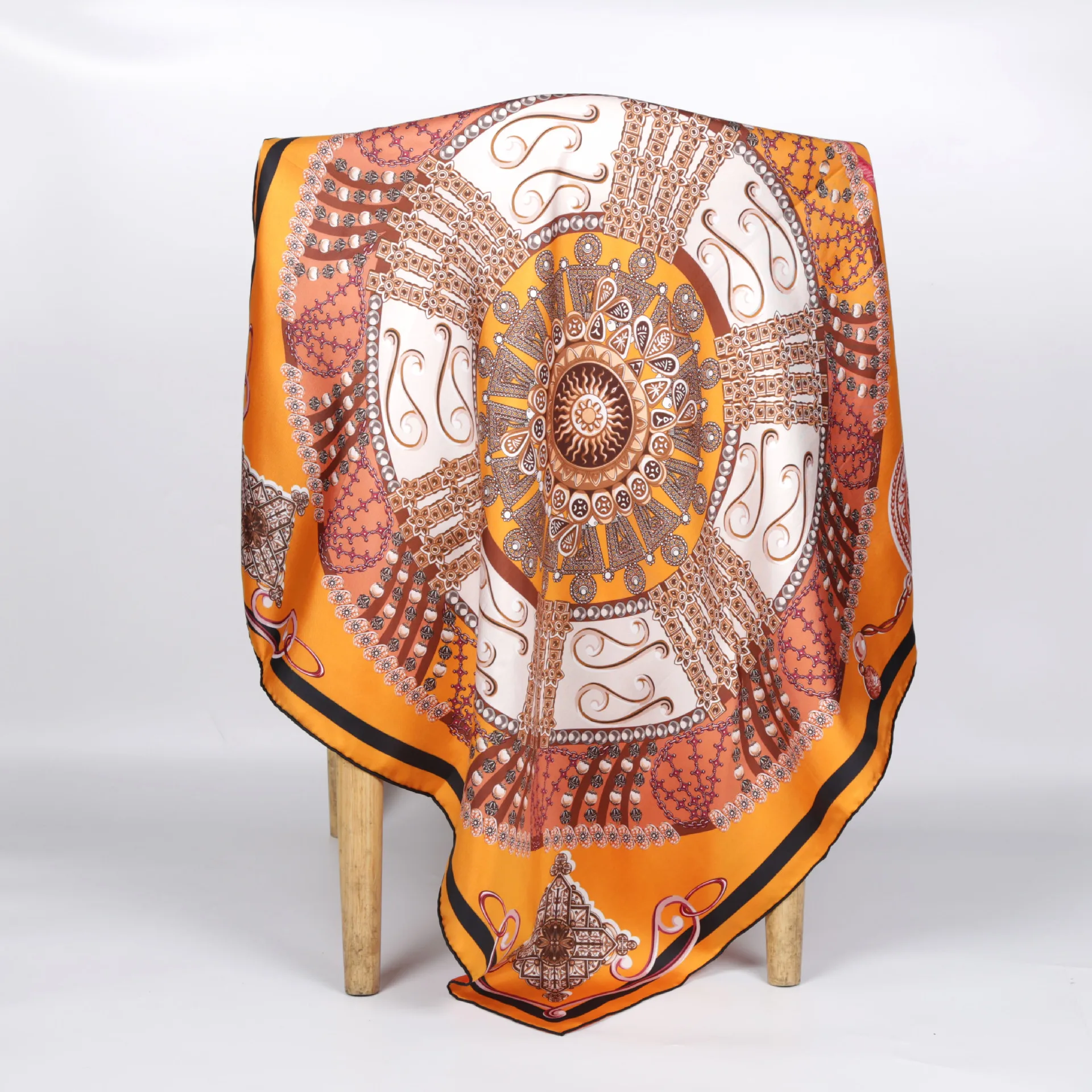 

Spring Double-Sided Silk Scarf Handmade Edge Scarf Real Silk Twill Silk Scarves Shawl Real Silk 16mm Twill Scarf