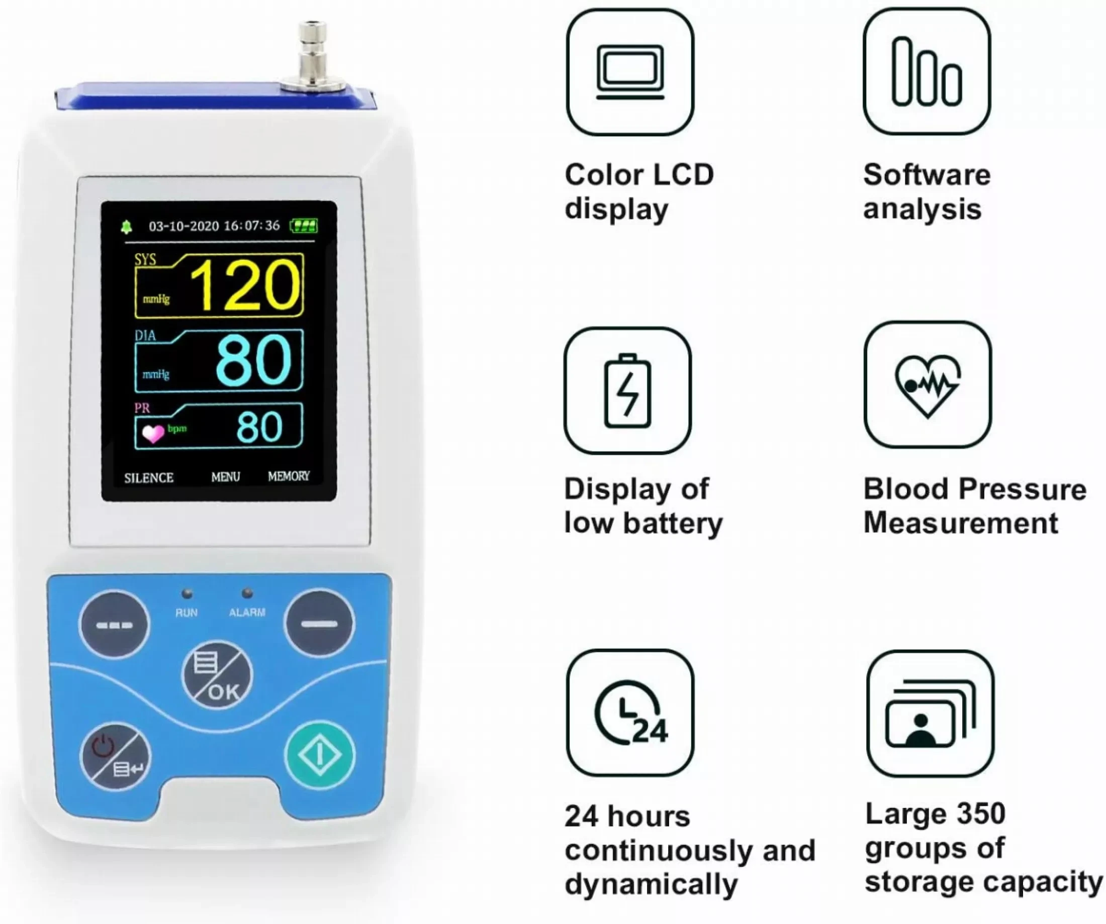 Contec abpm50 24-hour ambulatory blood pressure monitor electronic sphygmomanometer includes cuff and optional cuff