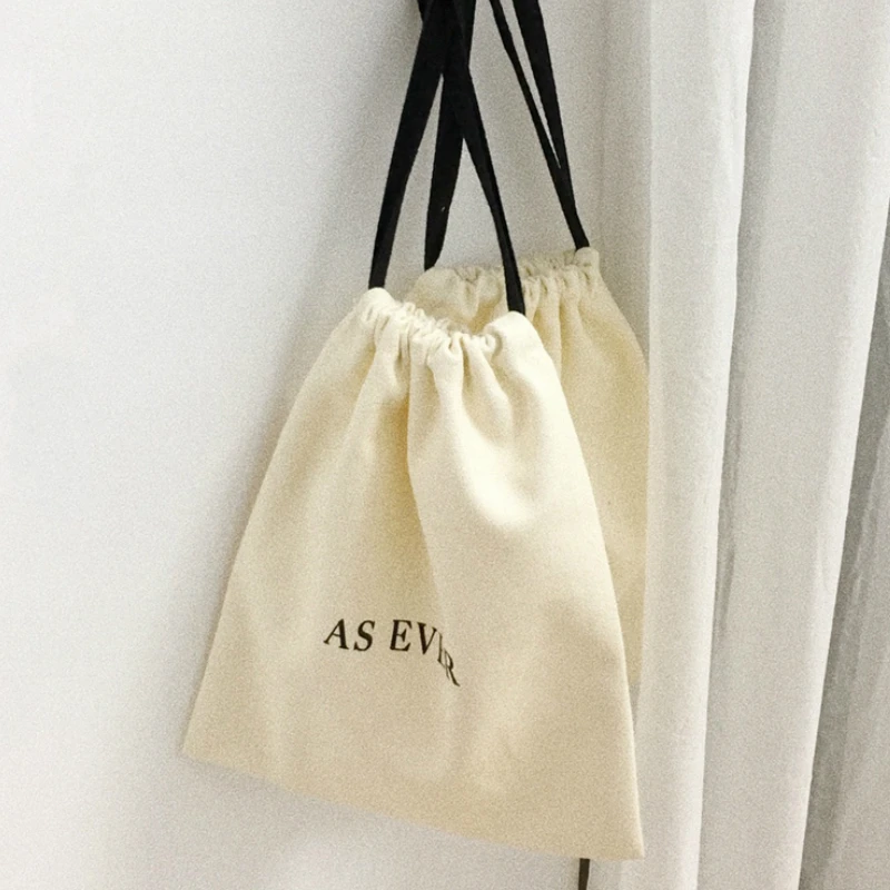 Cotton Canvas Gift Bags for Jewelry Packaging Custom Pouches Print Logo Makeup Party Wedding Candy Storage Wrapple Sachet Cadeau