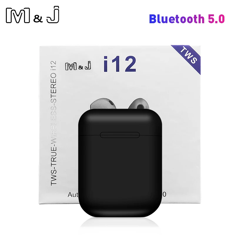 i12 TWS сенсорный ключ мини беспроводные наушники Bluetooth 5,0 гарнитура для Android xiaomi Iphone PK i20 i30 i60 i80 tws - Цвет: Черный