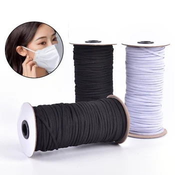 

1 Roll High Elastic Flat Rubber Band Waist Band Sewing Stretch Rope DIY Mask Elastic Band Masks White Black