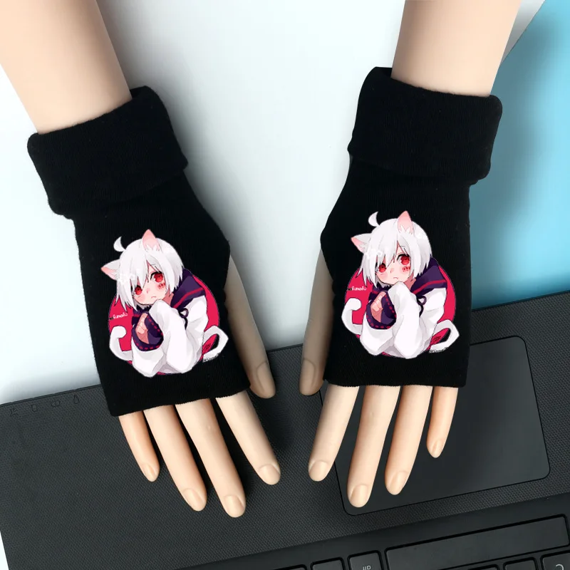Вязаные перчатки Boku No My Academy Shoto, теплые хлопковые рукавицы на половину пальцев, модные аксессуары для косплея, подарок на зиму
