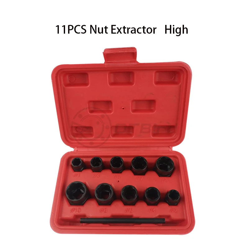 11Pcs Nut Bolt Removers Set 9-19MM Locking Wheel Bolt Nut Stud Extractor Twist Socket Set Threading Hand Tools Kit With Box