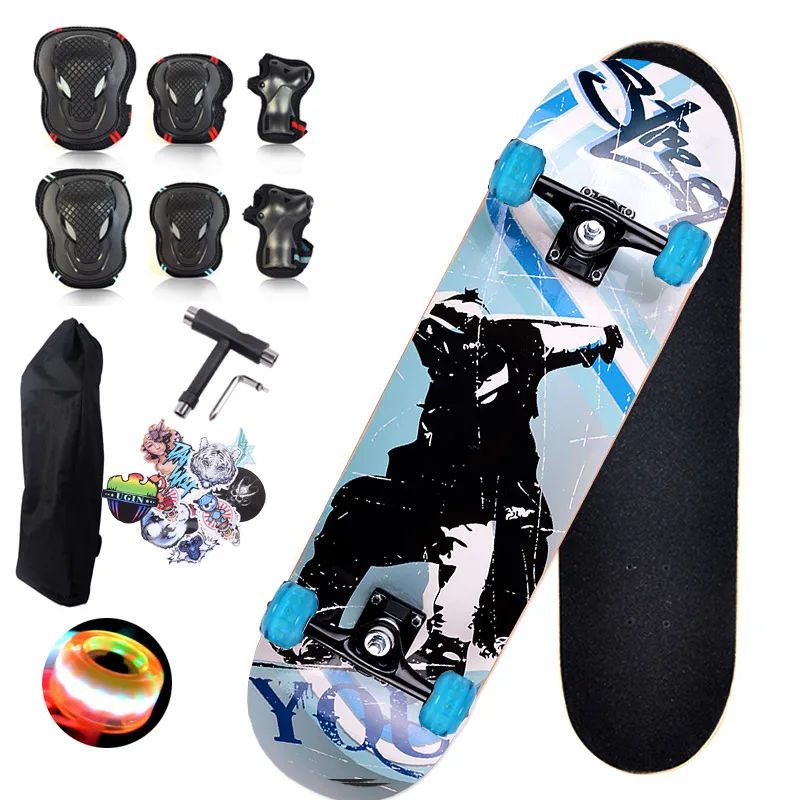 MS102 Adult intermediate level skateboard set Luminous wheel Abec-7 Bearing 95A Pu Wheel 7ply chinese Maple Skateboard Set