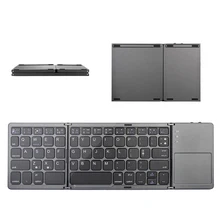 Inglês b033 mini teclado dobrável, teclado sem fio bluetooth com touchpad para windows, android, ios