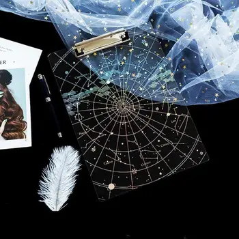 

Big Starry Sky Clipboard Transparent A4 Paper Writing Pad File Folders Document Holders School Office Stationery Clip Board