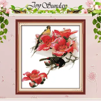 

Kapok&red-billed Leiothrix Counted Cross Stitch 11CT 14CT Birds Cross Stitch animals Cross Stitch Kits Embroidery Needlework