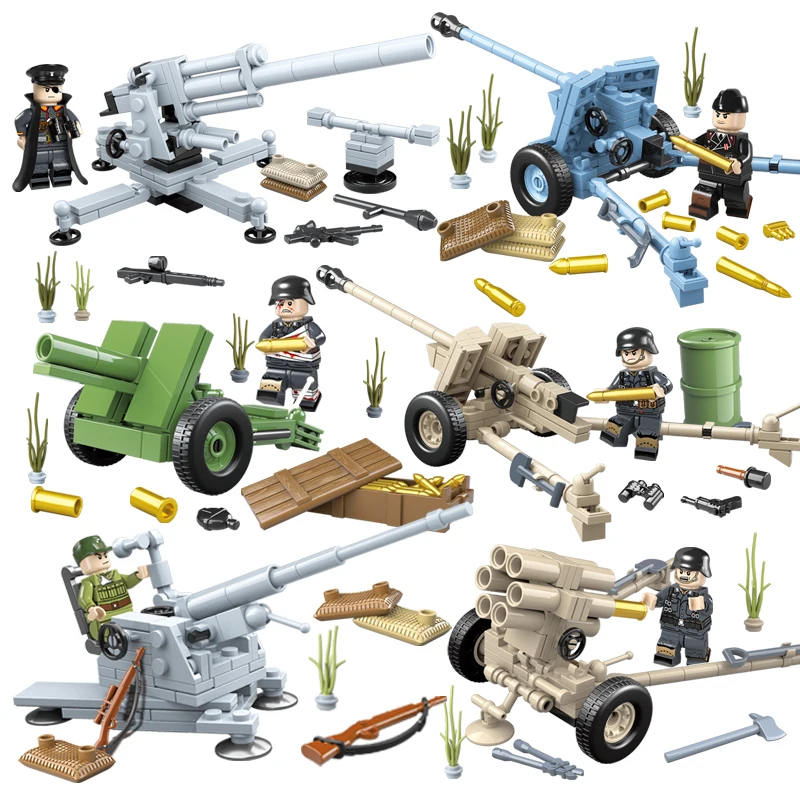 

HOT military WW2 Germany Field Army Jungle war Building Blocks mini soldier figures model weapon cannon bricks toys for children