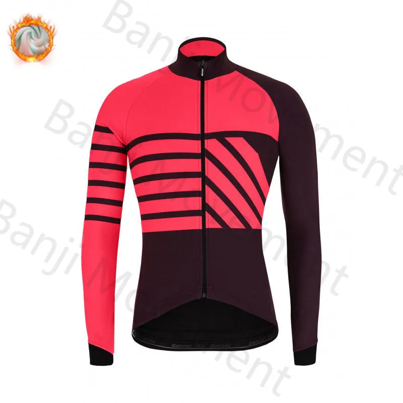 Santini Specializeding Winter Thermal Fleece Set Cycling Clothes Men's Jersey Suit Sport Riding Bike MTB Bib Pants Warm Sets - Цвет: cycling jersey 10