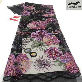 

Madison African Sequins Lace Fabric 2020 High Quality French Lace Fabric Embroidered Nigerian Lace Fabrics For Wedding