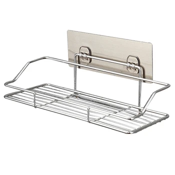 

Punch-Free Stainless Steel Kitchen Bathroom Storage Rack Toilet Wall Hanging Shelf Bathroom Kitchen Shelf Storage Gluing Basket