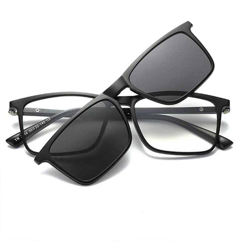 Очки с модной оправой для мужчин и женщин с поляризованные прикрепляемые солнцезащитные очки магнитные очки мужские близорукость оптический пружинный шарнир RS1001 - Цвет оправы: RS2249 C09