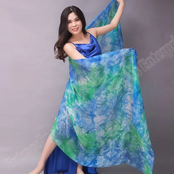 Women 100% Silk Veils Belly Dance Stage Performance 200cm 250cm 270cm Kids Adults Rainbow Light Silk Veils Customized 17 Color Colorful 20