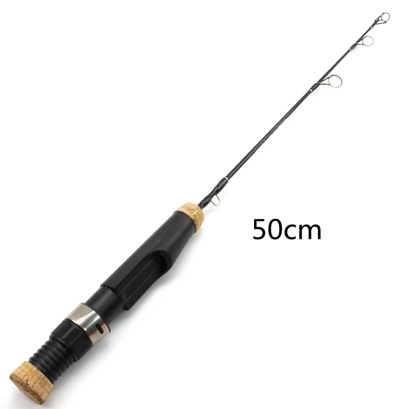 Baratos 2 uds. 50cm caña de pesca de invierno cañas de pescar en hielo material de carbono viaje trasbordador aparejos de pesca poste giratorio