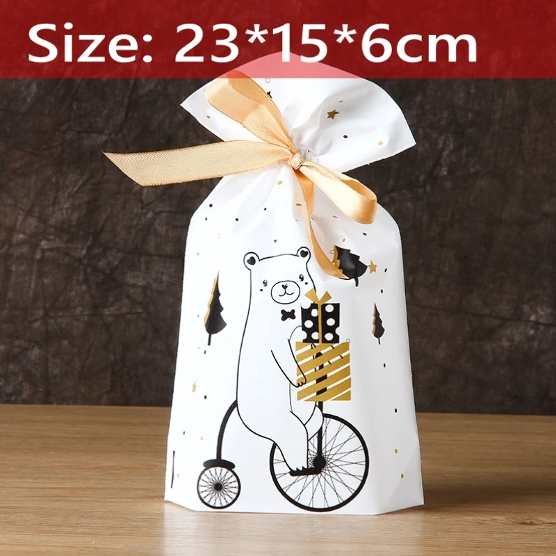 christmas gift bags christmas presents christmas bags lot santa claus bag candy bag christmas decorations new year presents - Color: Cycling bear