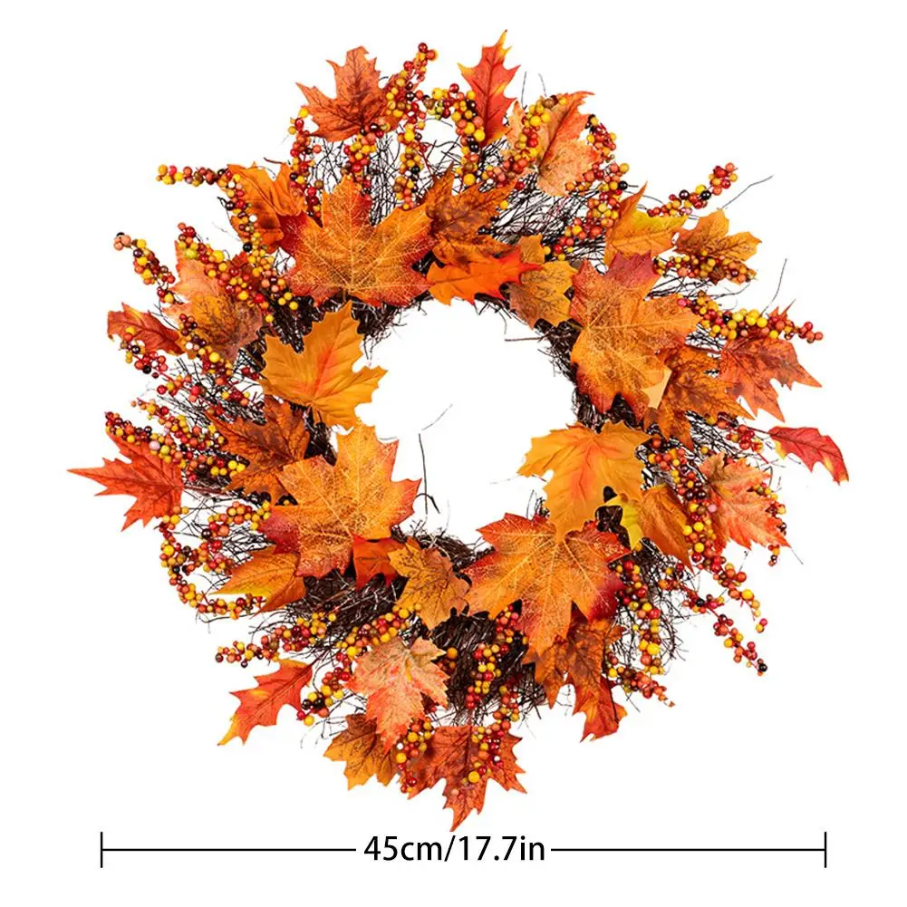 Wreath Garland Window Home Maple Leaf Decoration Ornaments Christmas Thanksgiving Autumn Color Holiday Pendant Wreath New