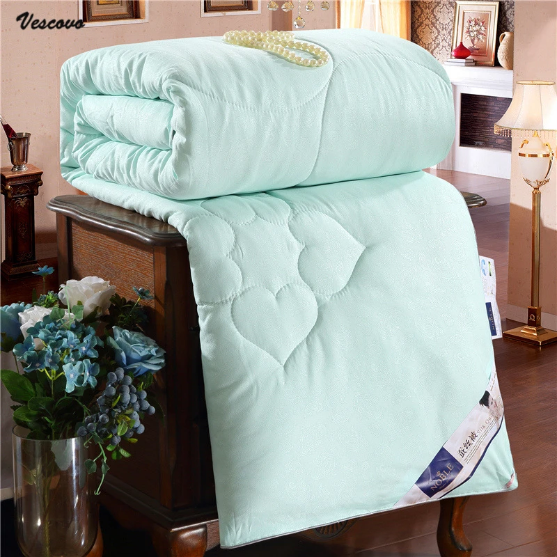 Bed comforter silk quilt VESCOVO Mulberry Silk Quilts Warm Winter Duvet Insert Quilted Bed Comforter King Queen Full Twin Size Kid Bed Patchwork Blanket