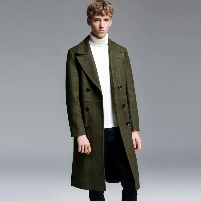 Men Double Breasted Long Cashmere Coat Double Breasted Winter Casual Military Green Army Solid Business Thick Wool Pea Coat 6XL Men Double Breasted Long Cashmere Coat Double Breasted Winter Casual Military Green Army Solid Business Thick Wool Pea Coat 6XL