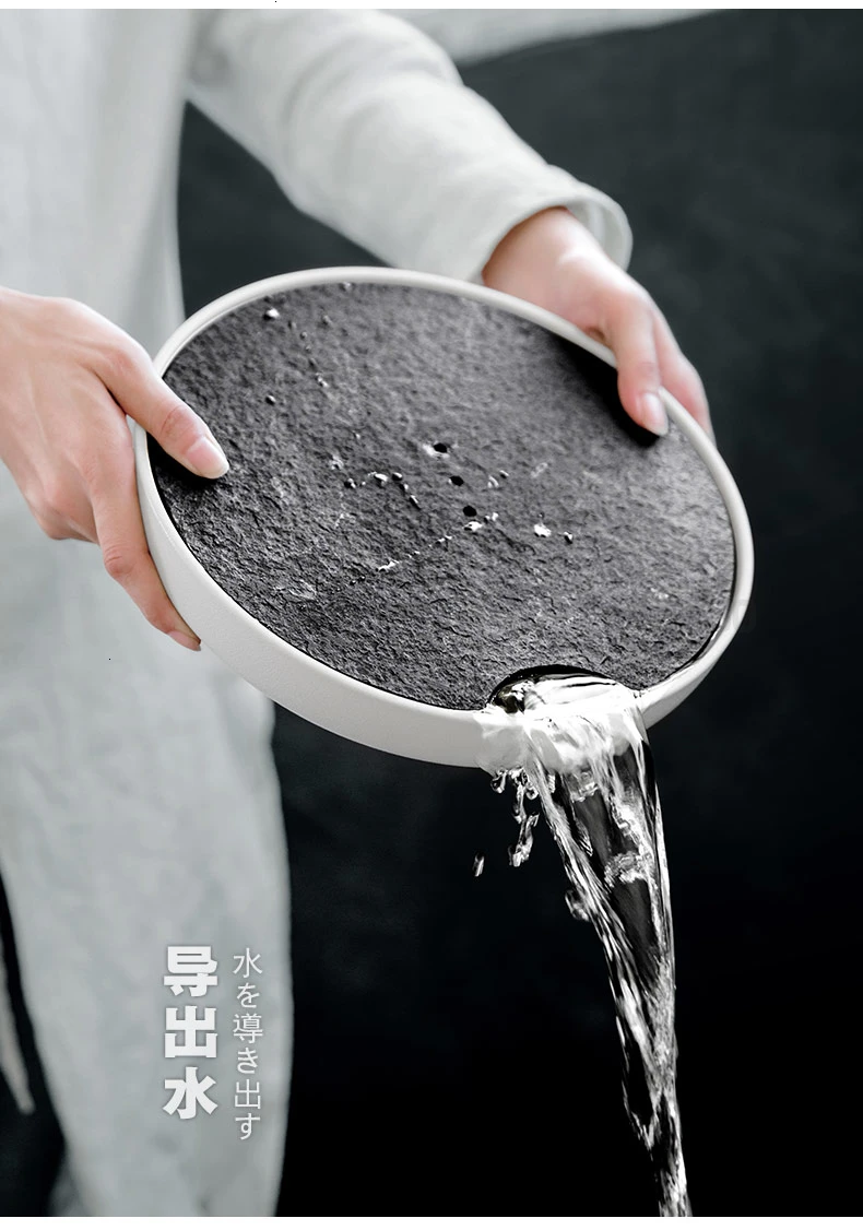 Чайный поднос из камня Wu Jin, керамический цоколь, для хранения воды, поднос с сухим пузырьком, чайный поднос для церемонии кунг-фу, есть небольшая чайная платформа