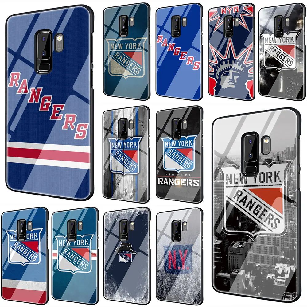 

EWAU New York Rangers Tempered Glass Phone Cover Case For Galaxy S7 edge S8 9 10 Plus Note 8 9 10 A10 20 30 40 50 60 70