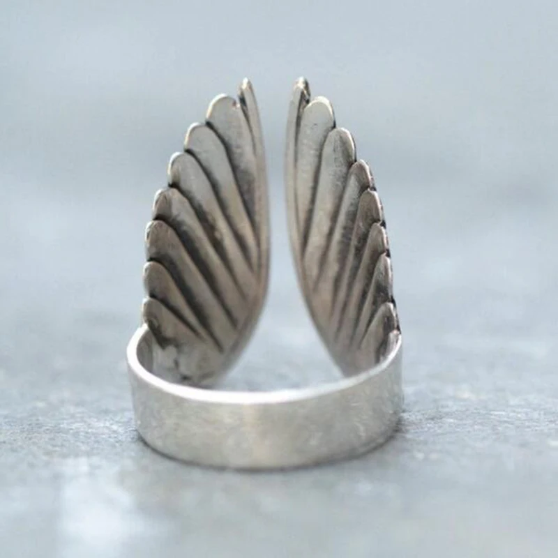 Boho Vintage Angel Wings Ring For Women Men Jewelry