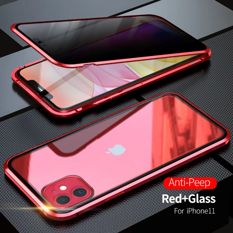 Магнитный чехол для iphone 11, чехол для iphone 11, металлический двухсторонний чехол из закаленного стекла для iphone 11