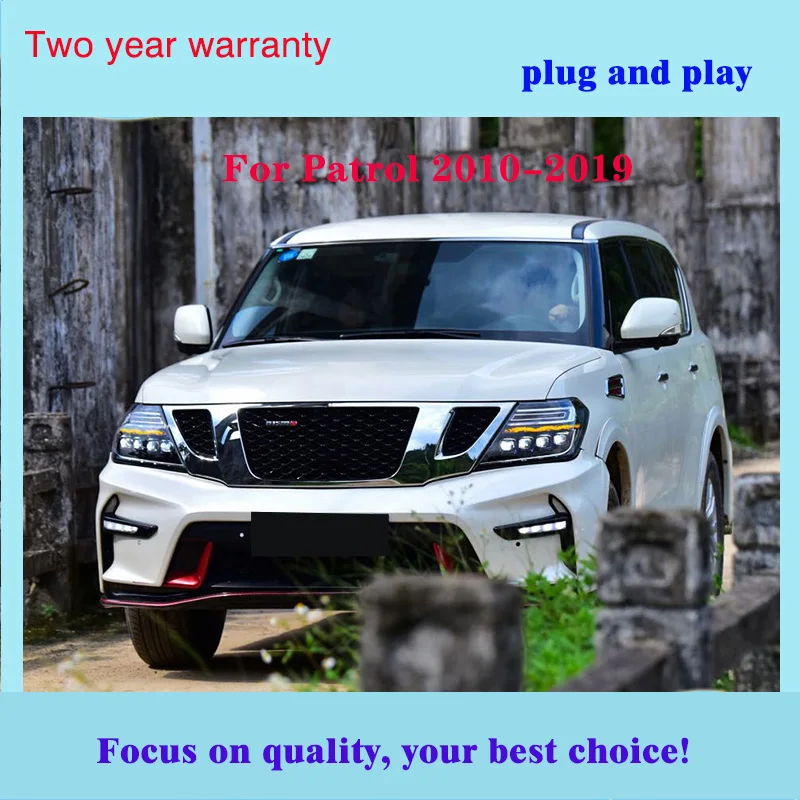 Автомобильный стайлинг фары для Nissan Patrol фары 2010- nissan patrol Y62 Головной фонарь все светодиодный налобный фонарь+ Динамический поворот