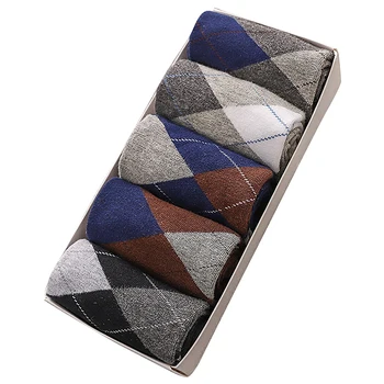 

Cotton Socks Men's Crew Business Socks Classical Solid Color Plaid Socks